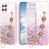Yarxiawin Custodia Per Samsung Galaxy A12 Silicone Morbido Rosa, Effetto Glitter per Samsung A12 Cover Trasparente Sottile con Cordino Brillantini Case Antiurto (Rosa)
