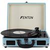 Fenton FP115 Valigetta giradischi con Bluetooth, giradischi in vinile a 3 velocità, altoparlanti stereo integrati, design portatile blu, ingresso AUX, registrazione USB, valigia in stile retrò per