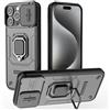 YOUULAR Custodia per cellulare per vivo iQOO Z9s Pro/vivo T3 Pro, supporto da auto con finestra scorrevole, antiurto, custodia protettiva per telefono militare, protezione per lenti, nera