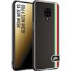 CUSTOMIZZA - Custodia cover nera morbida in tpu compatibile per Xiaomi Redmi Note 9S - Note 9 PRO effetto fibra di carbonio bandiera Italia made in Italy
