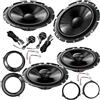 EvoTuning Kit 6 Casse Altoparlanti per Fiat Panda 169 dal 2003 al 2012 compatibile con Pioneer TS-G170C+TS-F1720F Anteriori e Posteriori con + 4 Anelli Adattatori 165mm + 4 Cavi + 1 Cp Griglie Tweeter