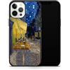 DìMò ART Custodia Cover in Silicone Nero con Retro in Vetro Compatibile con Apple Modello iPhone 15 Vincent Van Gogh Cafe Terrazza in Piazza