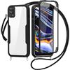 FERLAN Cover per Realme 7 Pro con Cordino, 360 Gradi Antiurto Custodia con Protezione Schermo Integrata Trasparente Rugged TPU Bumper Doppia Protettiva Cover per Realme 7 Pro -Nero