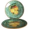 Generico Piatti da Portata in Ceramica di Vietri Dipinti a Mano (Coppia Piano e Fondo - Decoro Limoni e Verde Ramina) Arredo Tavola Cucina Lista Nozze Made in Italy