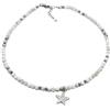 Silvia Creations And Co Collana Girocollo con Perle di Agata Bianca da 4 mm e Charm a Scelta | Ciondolo Stella con Strass in Acciaio, Perle di Pietra Naturale Agata Bianca, Rondelle di Ematite Sintetica
