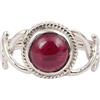 Generico Natural Garnet Ring Twisted Wire 925 Sterling Silver Handmade Round Cab Ring Birthday Gift For Her Lightweight Jewelry (US 7.5)
