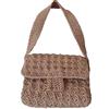 Handmade Generico Borsa a Tracolla Uncinetto Beige, Pochette con Fodera in Cotone e Chiusura Magnetica, 22x18x6 cm, Manico 60 cm, Stile Bohemian
