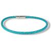Generic Bracciale in pelle intrecciata tondo 3 mm - Turchese - 3 misure a scelta - chiusura in acciaio