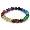 Generico Bracciale 7 Chakra Unisex, con Separatori Etnici in Metallo, Pietre Dure Naturali, Elastico 19cm, Fatto a Mano