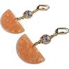 Generic Orecchini JOY resina perla rosa corallo farfalla bianca foglia d'oro fiore ortensia stabilizzato paillettes goccia mini cerchi Duo asimmetrico Trio (Farfalla mezza luna)