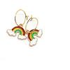 Generic Orecchini a cerchio in acciaio color oro con arcobaleno