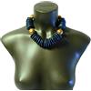 Handmade Gioielli da donna: girocollo solido, perline piatte in ceramica,Space Light, blu e oro
