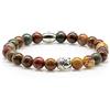 Generic Bracciale con diaspro Bracciale con perline Picasso Buddha 8 mm Anello in acciaio inossidabile con strass Donna Uomo (Budda)