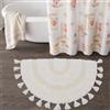 Schweek Tappeto da bagno in cotone a metà cerchio Boemia con nappe tessuto a mano con tappetino antiscivolo lavabile per bagno doccia vasca da bagno 20 x 32 pollici crema mezzo cerchio
