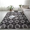 Aexpath Tappeto per soggiorno, motivo a quadri grigi e bianchi, 80 x 200 cm, spesso e morbido, a pelo lungo, per interni, soggiorno, camera da letto e corridoio, lavabile a mano, resistente allo