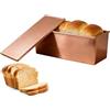 Vunanvu Stampo per Pane Tostato con Coperchio 32x12x11,5cm Teglia Antiaderente per Pane Tostato in Acciaio al Carbonio Stampo Pane in Cassetta con Fori di Ventilazione per Pane Toast e Torte, Oro