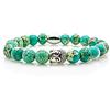 Generic Bracciale in diaspro Bracciale con perline Testa di Buddha verde Argento 8 mm Acciaio inossidabile (Budda)