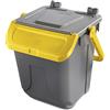 Mobil Plastic - Contenitore raccolta differenziata 25L grigio e giallo con sportello basculante - Modello Ecology - Bidone per rifiuti e riciclo domestico