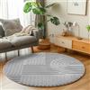 Carpetsale24 tappeto rotondo 200 cm argento a pelo alto, morbido e soffice, stile boho scandinavo, shaggy a pelo lungo, facile da pulire con retro in juta
