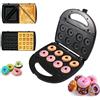 Baotkere Donut Maker, 3 in 1 macchina per panini elettrici waffles, Panini Press Grill Set con 3 piatti antiaderenti rimovibili intercambiabili, 750W tostapane da dessert staccabile
