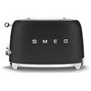 Smeg, Tostapane 2x2 TSF01BLMEU, 2 Scomparti da 36mm, 6 Livelli di Doratura, Funzione Riscaldamento, Scongelamento e Bagel, Espulsione Automatica del Pane, Cassetto Raccoglibriciole, 950W, Nero