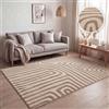 Paco Home Tappeto a pelo corto per soggiorno, motivi geometrici astratti moderni, effetto 3D, stile scandi classico, tinta unita Beige, Dimensione:80x150 cm