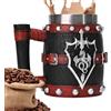Generico Boccale di birra medievale, tazza di caffè medievale | Tazze per acqua a doppia parete da 600 ml,Boccale da birra in botte di legno imitazione, boccale da birra vintage in acciaio inossidabile, boccal