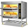 LEEVOT Forno per Pizza Elettrico Commerciale, Doppio Strato, 380V 13.2KW Carrello Forno con Griglia Mobile in Acciaio Inossidabile con Ripiano, Pizzaiolo per Interni Multiuso per Ristorante