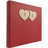 legnoegrafite Album fotografico innamorati ROSSO leather + cuori legno intrecciati e iniziali personalizzabili idea regalo San valentino, NOZZE, WEDDING, ANNIVERSARIO, Pasqua 2020
