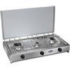 CFParker PARKER FORNELLO DA TAVOLO GAS METANO 3 FUOCHI CON PIANALE IN ACCIAIO INOX E TELAIO GRIGIO 5523GM - USO ESTERNO