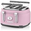 Westinghouse Retro - Tostapane a 4 fette, extra large, griglia scaldavivande, 1750 W, colore: rosa