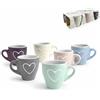 Maison Tortorà Tazzine da Caffè Particolari | Set da 6 Tazze in Ceramica con Decoro Cuore | Colori Assortiti | Manico Pratico e Comodo | | 6,5x6 cm