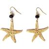 Meraki Studio Orecchini stella marina con cristalli di vetro, beige/dorato/nero, orecchini in pizzo/tessili, Gioielli all'uncinetto, Made in Italy, Bijoux da donna, Lavorazione Artigianale