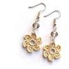 Handmade Orecchini fiore da donna, beige, orecchini con perline di vetro, Gioielli all'uncinetto, boho chic, Made in Italy, Bijoux da donna, Lavorazione Artigianale