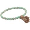 Generico Bracciale turchese elastico fatto a mano con nappina portafortuna - Regalo per lei, delicato con pietra preziosa naturale (L - 6.5-8.5 In - 16-20 cm)