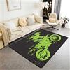Loussiesd Tappeto per moto da cross e soggiorno, ultra morbido, per sport estremi, per soggiorno e camera da letto, lavabile in lavatrice, verde e nero, 100 x 150 cm