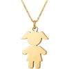Generico Collana Bambina in Argento 925 Placcato Oro 18kt, Ciondolo Bimba Catenina Veneziana , Pendente Sagoma Figlia, Regalo Mamma Nascita Battesimo, Gioiello Artigianale Made in Italy (45, Centimetri)