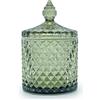 YILUSHENGHUA Barattolo di vetro colorato con coperchio, barattoli di biscotti per caramelle, portagioie, vaso decorativo (verde)