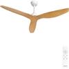 CREATE / WIND BALANCE/Ventilatore da soffitto bianco e legno chiaro con telecomando / 40W, Silenzioso, Ø132 cm, 6 velocità, programmabile, funzione estate-inverno