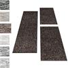 Carpettex Set di tappeti a pelo corto per il letto della camera da letto altezza del pelo 4mm 3 pezzi, colore:Marrone, set letto:2 pezzi 80x150 + 1 pz 80x250