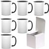 AL PRODUCTION Set Tazze per Sublimazione in Ceramica Bianca 330ml - Tazza Mug di Categoria AAA inclusa di Scatola per Gadget e Personalizzazioni - Made in Italy (Nero, 6 Unità)