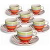 Albalù Set 6 Tazzine Caffè con Piattino in Porcellana Colorate Linea Crazy - Tazzine da Caffè Particolari Moderne Idea Regalo Made in Italy
