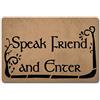 ZQH MATS Zqh, zerbino per ingresso con scritta in lingua inglese Speak Friend and Enter, il Signore degli Anelli, tappetino con monogramma in tessuto non tessuto con retro in gomma antiscivolo, lavabile