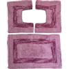 HOME ZEN HOUSEHOLD LINEN Set di tappeti da bagno JULIETTE, 3 pezzi, 100% cotone idrofilo superassorbente, 1 tappetino 47x78 cm + 2 tappetini 47x38 cm scendi bidet e scendi water (ROSA)