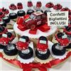 Sindy Bomboniere torta bomboniera auto a molla rossa idee originali battesimo confetti e biglietti inclusi (torta 1 piano 20 fette)