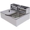 Caskunbsy 5000W Friggitrice elettrica professionale in acciaio inossidabile Electric Deep Fryer 12L Commercial Stainless Steel Restaurant Fry Basket,Adatto per ristoranti, snack bar e hotel