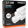 Eurocali 5 Tubi LED T8 17,5W 120cm Alta Luminosità 2600 lumen Fascio Luminoso 320° - Luce Bianco Freddo 6500K - Sostituzione Neon