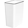 CDQL Cestino Per Rifiuti Rettangolare in Plastica con Coperchio a Pressione - Capacità 15 Litri - Per Bagno, Toilette, Cucina, Bianco