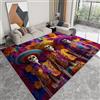 Generico Tappeti da Soggiorno Teschio Messicano Astratto Fiori Tappeto Antiscivolo Lavabile 100 x 160 cm, Tappeti Rettangolari a Pelo Corto Viola Giallastro per Camera da Letto e Sala da Pranzo