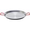 GREGORIOSTORE Padella per Paella Valenciana, Tegame in Ferro Spazzolato, Manici Rossi, per Cottura Tradizionale, Per Spaghetti All' Assassina (28cm)